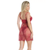 Lightly Padded Demi Cup & Fine Lace Skirt Babydoll & Adjustable Crotchless Panty Merlot SM - Lingerie - Hanging