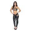 Liquid Onyx Halter Bra & Cutout Pants Black S/M - Lingerie - Packaged