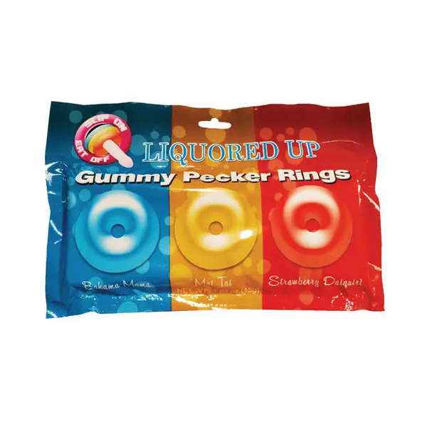 Liquored Up Pecker Gummy Rings - Pack of 3 - Bachelorette & Party Supplies