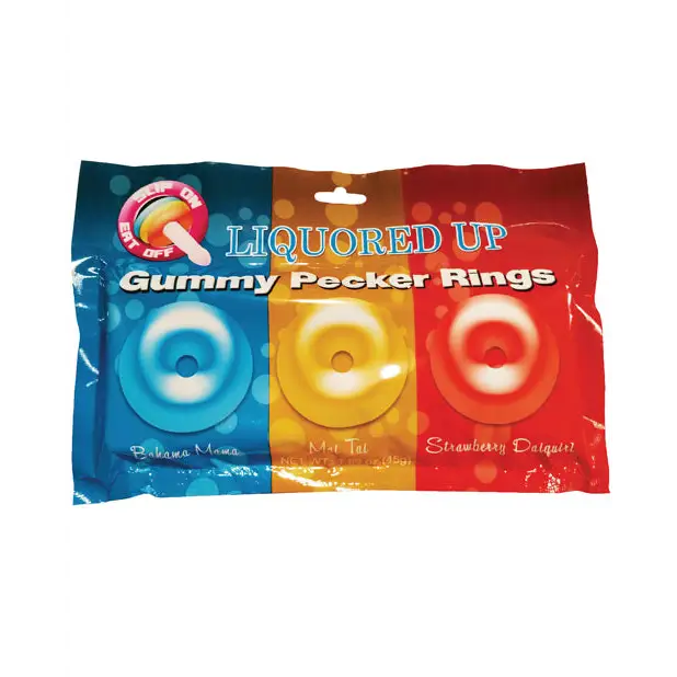 Liquored Up Pecker Gummy Rings - Pack of 3 - Bachelorette & Party Supplies
