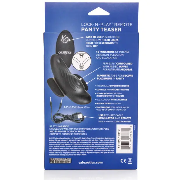 Lock-N-Play Remote Panty Teaser - Black - Stimulators