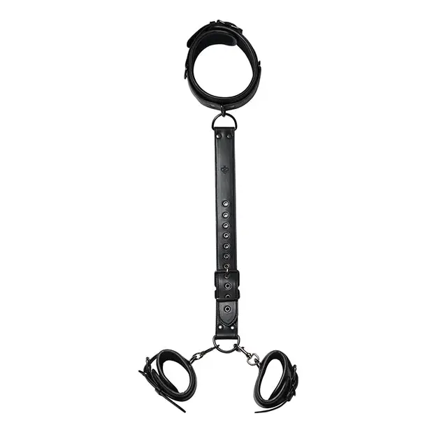 Locking Harness Collar to Wrist Restraints - Black