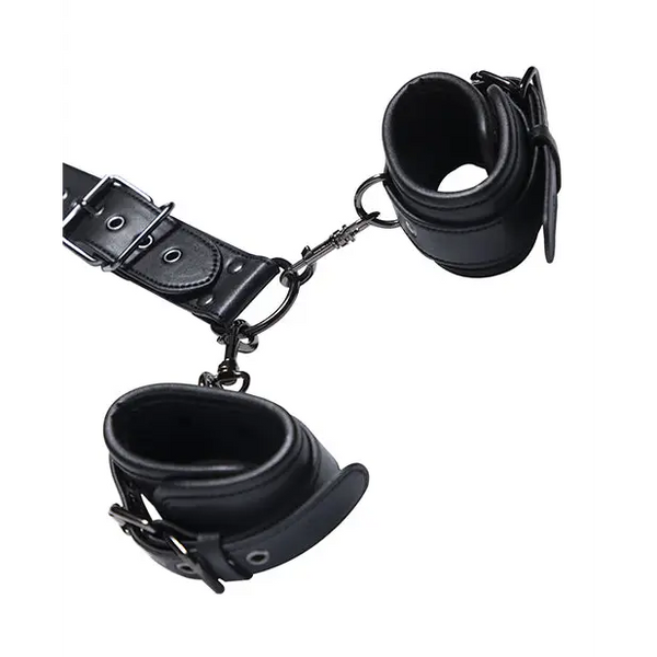 Locking Harness Collar to Wrist Restraints - Black