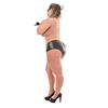 Love & Bondage Split Back Liquid Onyx Booth Short Blindfold & Wrist Ties Black QN - Lingerie - Plus/Queen - Packaged