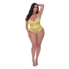 Love Star High Leg Teddy w/Snap Crotch Chartreuse QN - Lingerie - Plus/Queen - Packaged