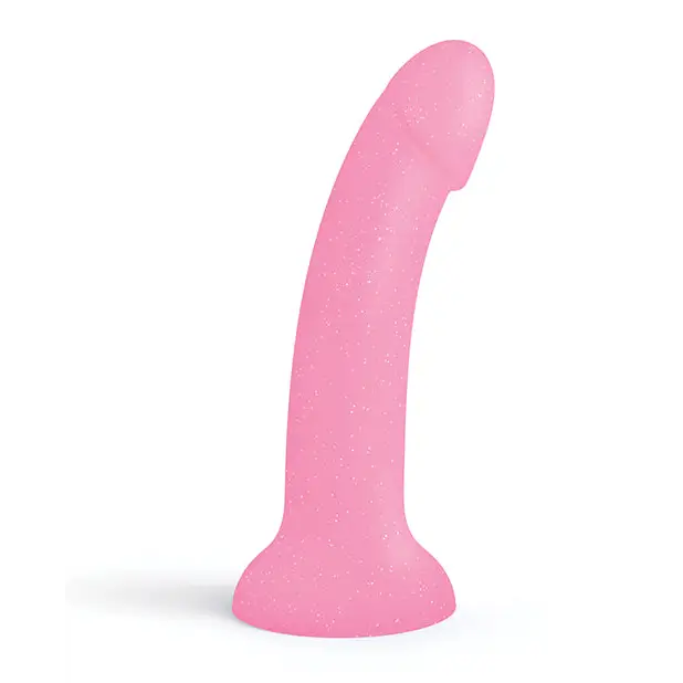 Love to Love Curved Suction Cup Dildolls Glitzy - Glitter Pink - Dongs & Dildos