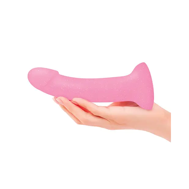 Love to Love Curved Suction Cup Dildolls Glitzy - Glitter Pink - Dongs & Dildos