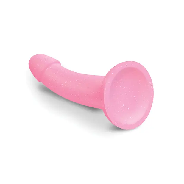 Love to Love Curved Suction Cup Dildolls Glitzy - Glitter Pink - Dongs & Dildos