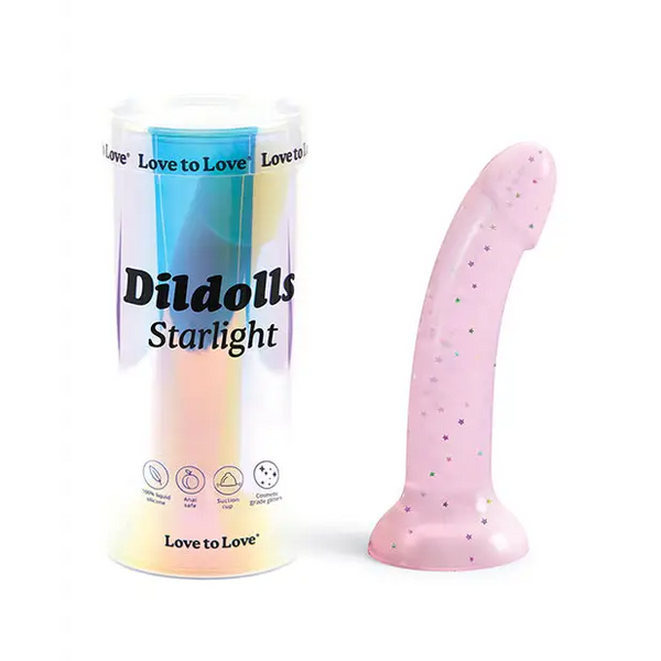 Love to Love Curved Suction Cup Dildolls Starlight - Pink - Dongs & Dildos