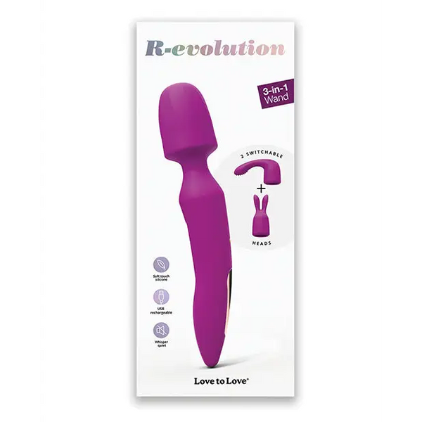 Love to Love R-Evolution Rotating Wand w/Two Attachments - Sweet Orchid - Massage Products