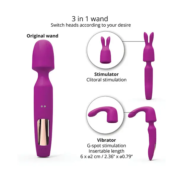Love to Love R-Evolution Rotating Wand w/Two Attachments - Sweet Orchid - Massage Products