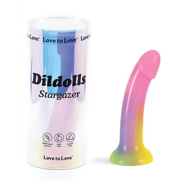 Love to Love Silicone Dildolls Stargazer - Gradient Rainbow w/Glitter - Dongs & Dildos