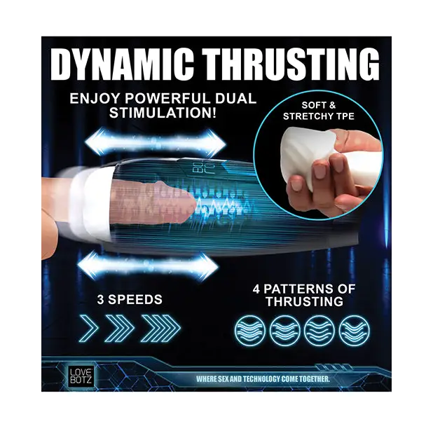 LoveBotz The Milker Max 14X Thrusting & Vibrating Masturbator - Black