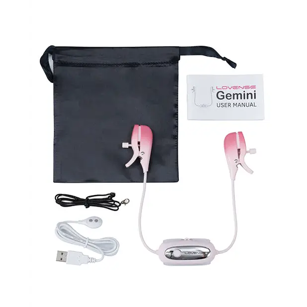 Lovense Gemini Vibrating Nipple Clamps - Bondage Blindfolds & Restraints