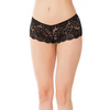 Low Rise Stretch Scallop Lace Booty Short Black O/S - Lingerie - Hanging