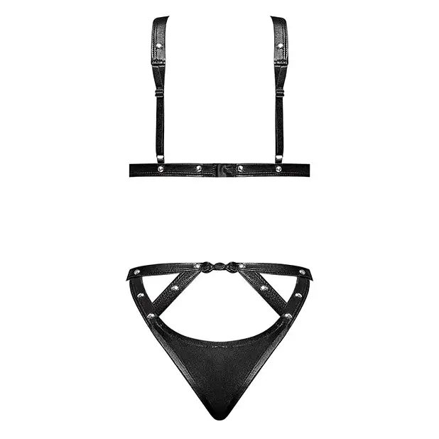 Lust Contessa Cupless Strappy Brazilian Teddy Black S/M - Lingerie - Packaged