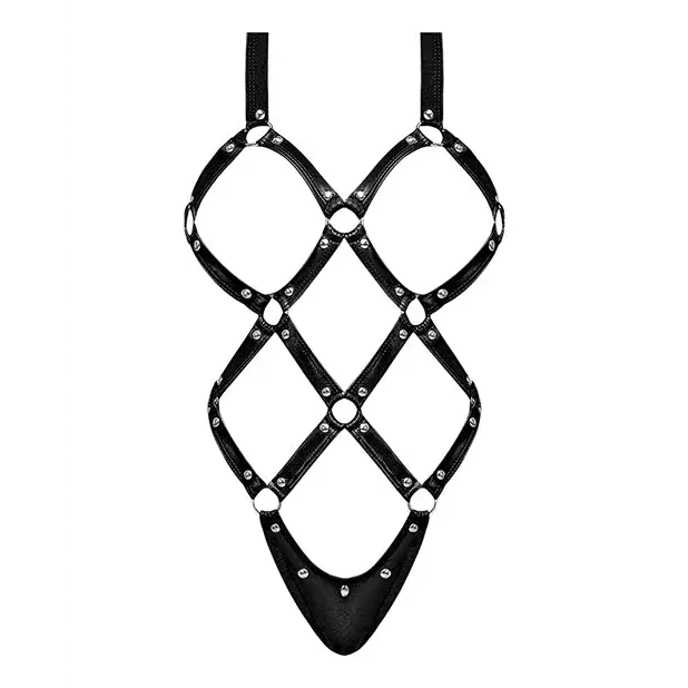 Lust Contessa Cupless Strappy Brazilian Teddy Black S/M - Lingerie - Packaged