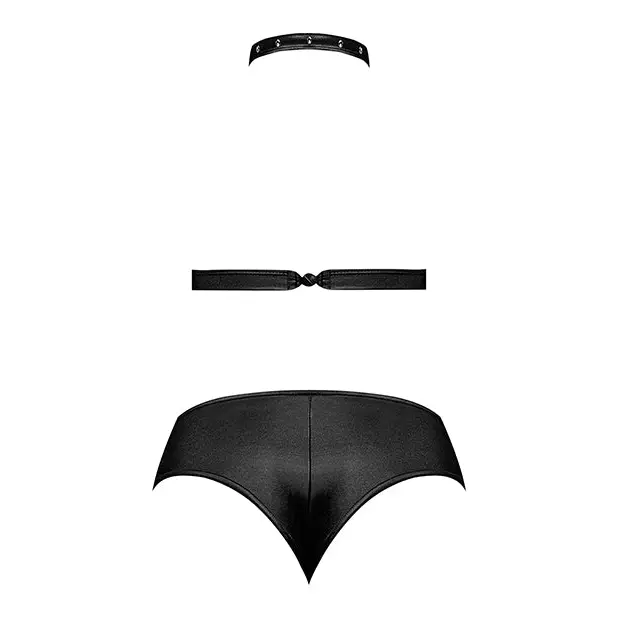 Lust Juno Top w/Velcro Choker Neck & Mini Short Black S/M - Lingerie - Packaged