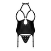 Lust Mistress Cupless Corset w/Velcro Choker Collar Metal Garters & G-String Black L/XL - Lingerie - Packaged