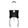 Lust Mistress Cupless Corset w/Velcro Choker Collar Metal Garters & G-String Black L/XL - Lingerie - Packaged