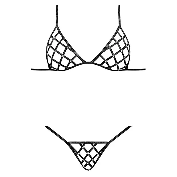 Lust Orthia Criss Cross Bra & G-String Black S/M - Lingerie - Packaged
