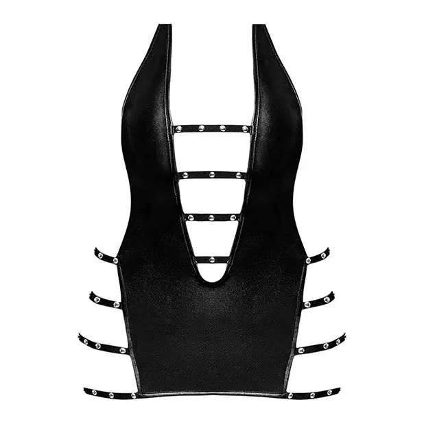 Lust Portia Mini Dress w/Plush Elastic Strapping Black L/XL - Lingerie - Packaged