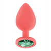 Luv Inc. Jeweled Silicone Butt Plug w/Three Stones - Large Coral - Anal Products
