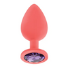 Luv Inc. Jeweled Silicone Butt Plug w/Three Stones - Large Coral - Anal Products
