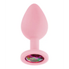 Luv Inc. Jeweled Silicone Butt Plug w/Three Stones - Medium Light Pink - Anal Products