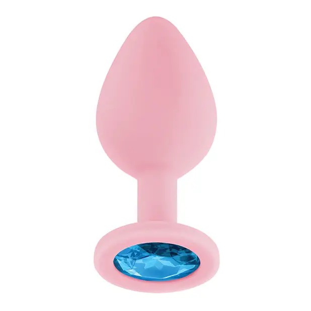 Luv Inc. Jeweled Silicone Butt Plug w/Three Stones - Medium Light Pink - Anal Products