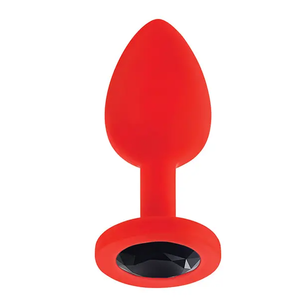 Luv Inc. Jeweled Silicone Butt Plug w/Three Stones - Small Red - Anal Products