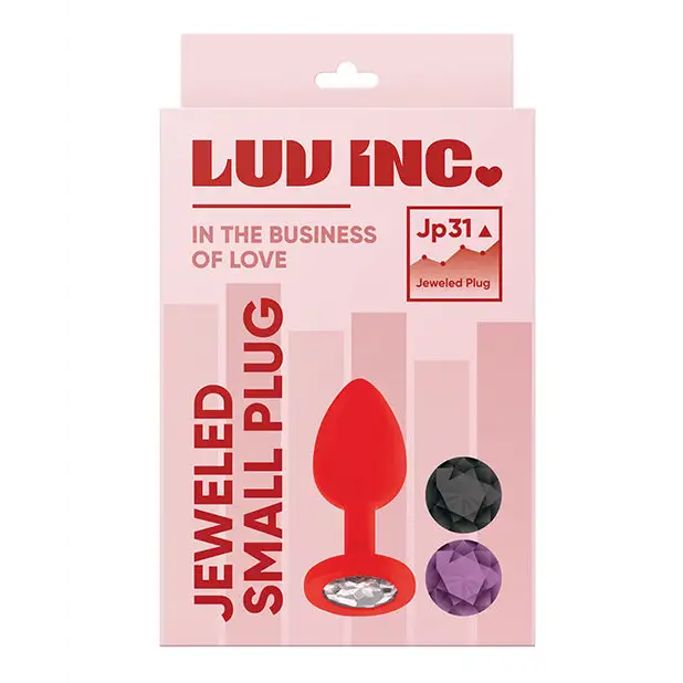 Luv Inc. Jeweled Silicone Butt Plug w/Three Stones - Small Red - Anal Products