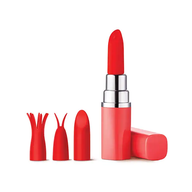 Luv Inc. Lipstick Vibrator w/4 Heads - Coral - Stimulators