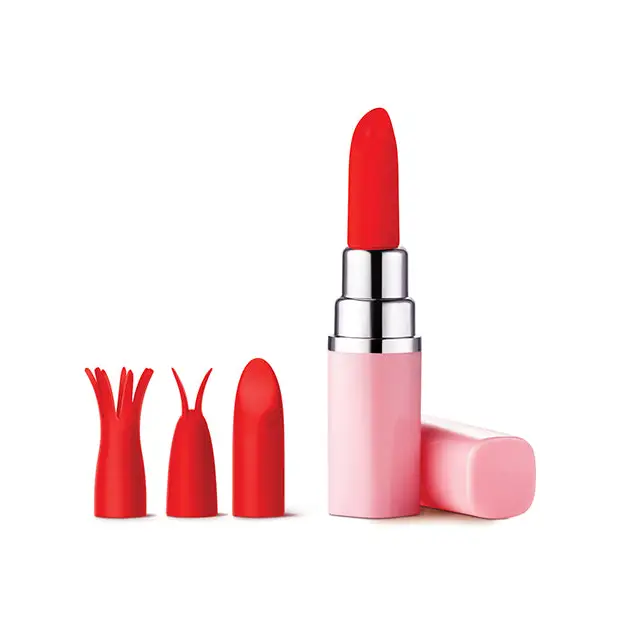 Luv Inc. Lipstick Vibrator w/4 Heads - Light Pink - Stimulators