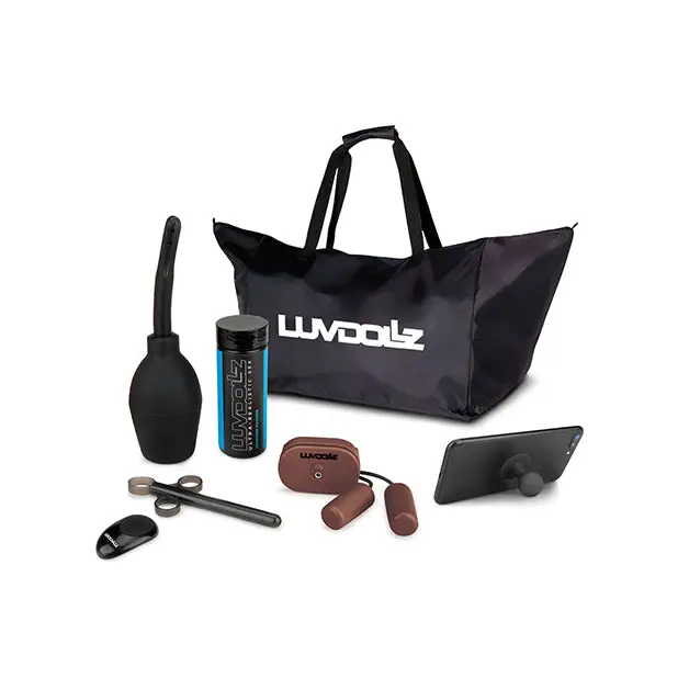 Luvdollz Remote Control Rechargeable Doggy Style Pussy & Ass w/Douche - Mocha - Dolls & Masturbators