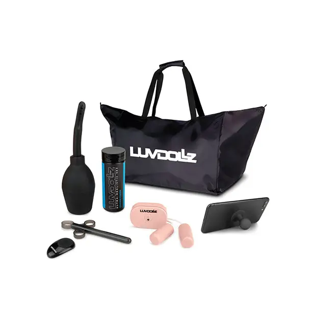 Luvdollz Remote Control Rechargeable Doggy Style Pussy & Ass w/Douche - Ivory - Dolls & Masturbators