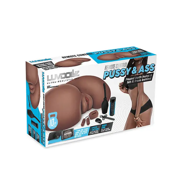 Luvdollz Remote Control Rechargeable Pussy & Ass w/Douche - Mocha - Dolls & Masturbators