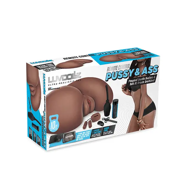 Luvdollz Remote Control Rechargeable Pussy & Ass w/Douche - Mocha - Dolls & Masturbators