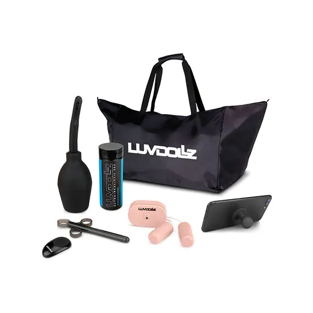 Luvdollz Remote Control Rechargeable Spread Eagle Pussy & Ass w/Douche - Ivory - Dolls & Masturbators