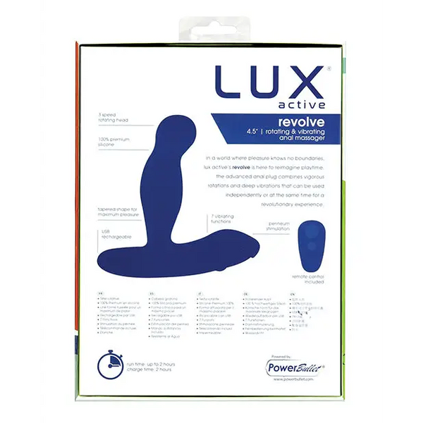 Lux Active Revolve 4.5’’ Rotating & Vibrating Anal Massager - Dark Blue - Anal Products