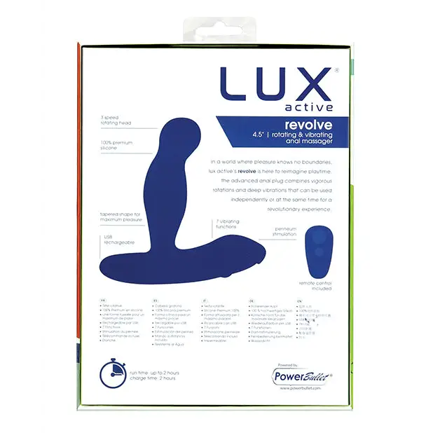 Lux Active Revolve 4.5’’ Rotating & Vibrating Anal Massager - Dark Blue - Anal Products