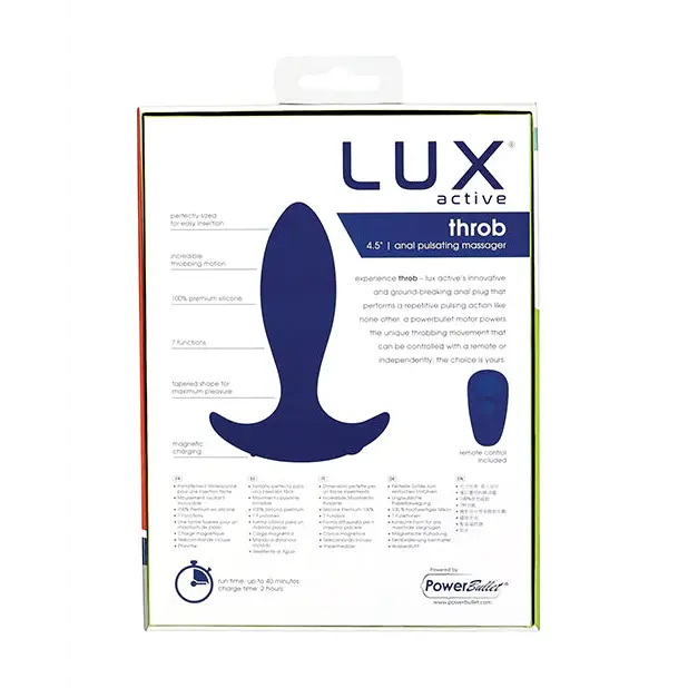 Lux Active Throb Anal Pulsating Massager w/Remote - Dark Blue - Anal Products