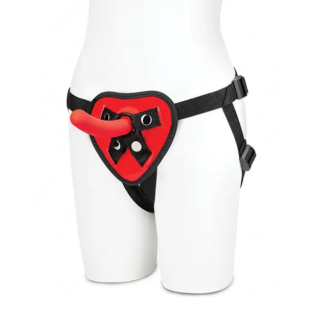Lux Fetish 5’’ Dildo w/Red Heart Strap On Harness Set - Strap Ons