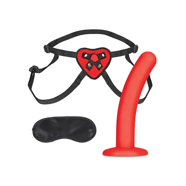 Lux Fetish 5’’ Dildo w/Red Heart Strap On Harness Set - Strap Ons