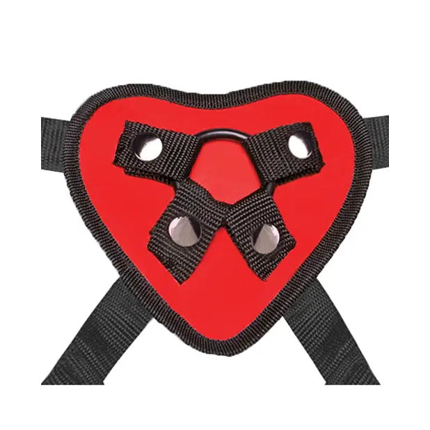 Lux Fetish 5’’ Dildo w/Red Heart Strap On Harness Set - Strap Ons