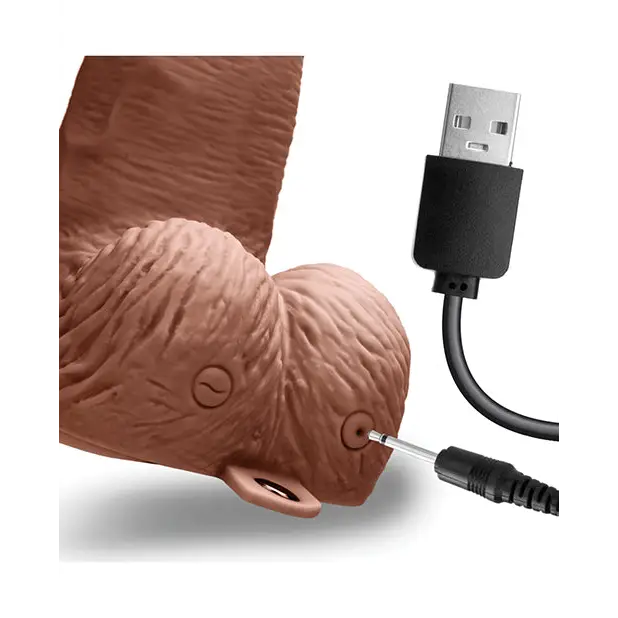 Lux Fetish 6’’ Rechargeable Strap On w/Balls - Brown - Strap Ons