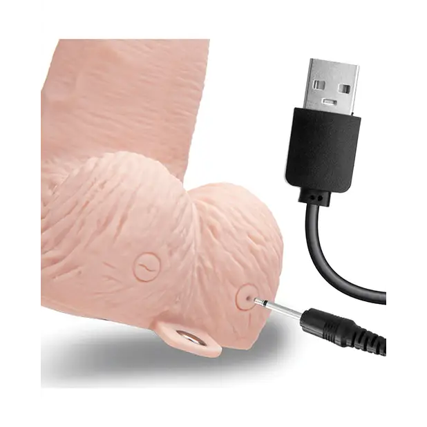 Lux Fetish 6’’ Rechargeable Strap On w/Balls - Ivory - Strap Ons