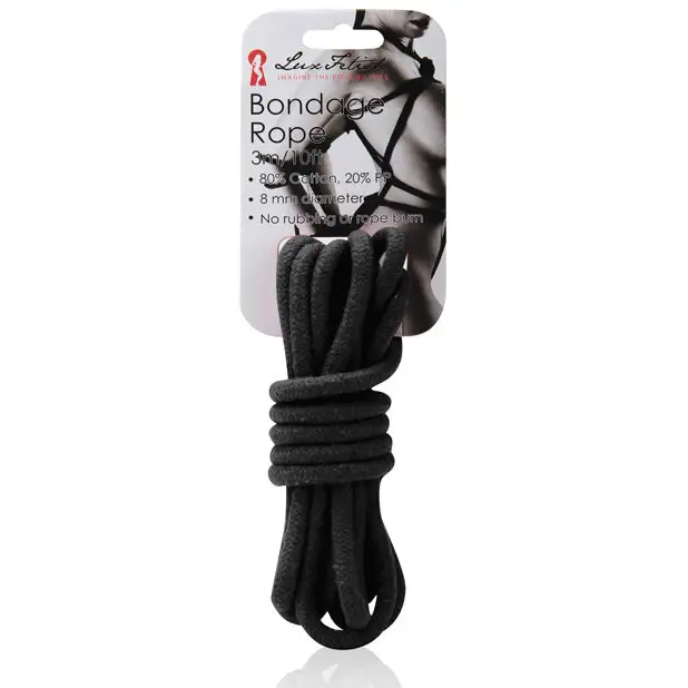 Lux Fetish Bondage Rope - 3 m Black - Bondage Blindfolds & Restraints