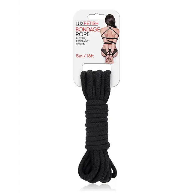 Lux Fetish Bondage Rope - 5m/16 ft Black - Bondage Blindfolds & Restraints