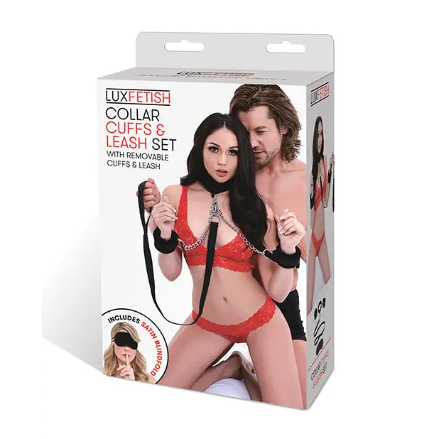Lux Fetish Collar Cuffs & Leash Set - Removable - Bondage Blindfolds & Restraints